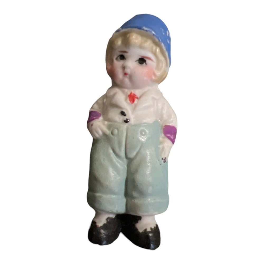 1930’s Porcelain Bisque Boy Figurine, Made in Japan, Frozen Charlotte Penny Doll